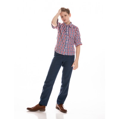 Boys Button Down Shirt in Red Plaid